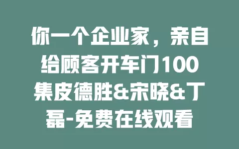 你一个企业家，亲自给顾客开车门100集皮德胜&宋晓&丁磊-免费在线观看