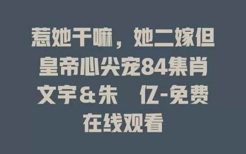 惹她干嘛，她二嫁但皇帝心尖宠84集肖文宇＆朱湉亿-免费在线观看