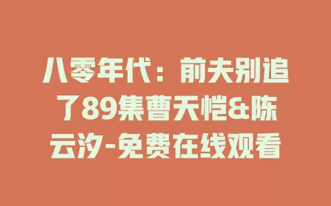 八零年代：前夫别追了89集曹天恺&陈云汐-免费在线观看