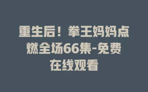 重生后！拳王妈妈点燃全场66集-免费在线观看