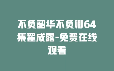 不负韶华不负卿64集翟成露-免费在线观看