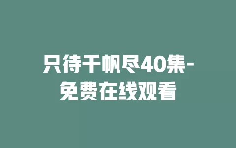 只待千帆尽40集-免费在线观看