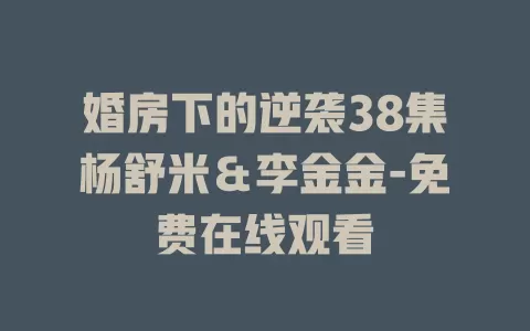 婚房下的逆袭38集杨舒米＆李金金-免费在线观看