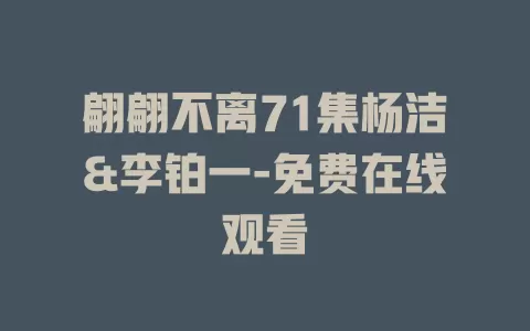 翩翩不离71集杨洁&李铂一-免费在线观看