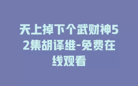 天上掉下个武财神52集胡译维-免费在线观看