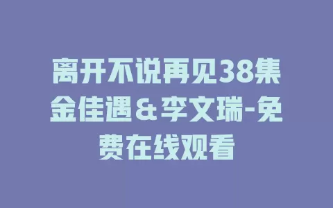 离开不说再见38集金佳遇＆李文瑞-免费在线观看
