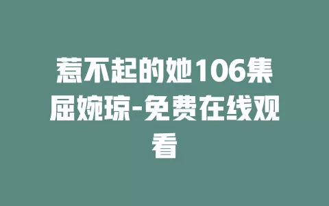 惹不起的她106集屈婉琼-免费在线观看