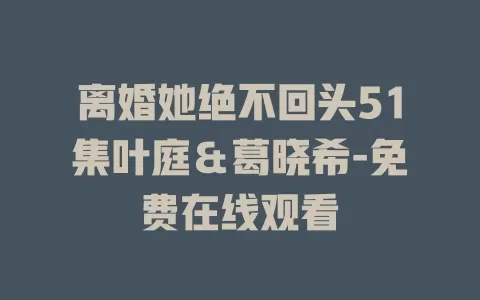 离婚她绝不回头51集叶庭＆葛晓希-免费在线观看