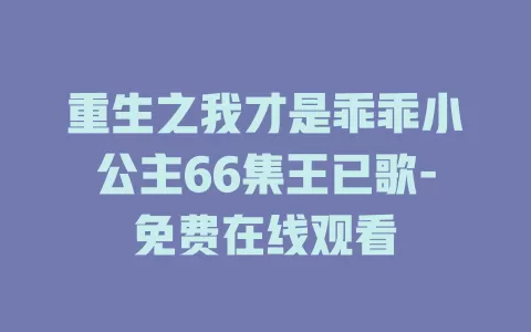 重生之我才是乖乖小公主66集王已歌-免费在线观看