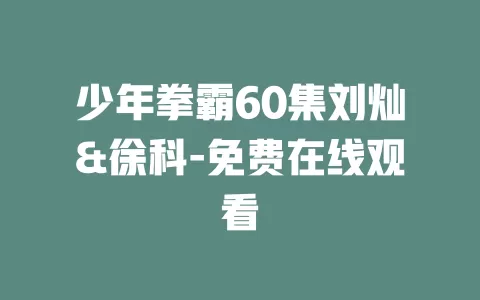 少年拳霸60集刘灿&徐科-免费在线观看
