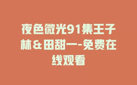 夜色微光91集王子林＆田甜一-免费在线观看