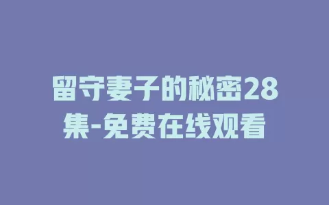 留守妻子的秘密28集-免费在线观看