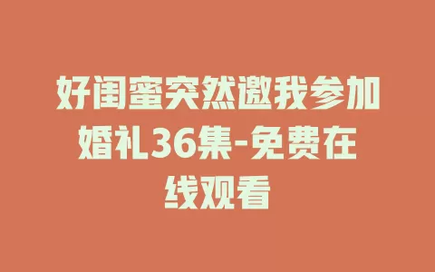 好闺蜜突然邀我参加婚礼36集-免费在线观看