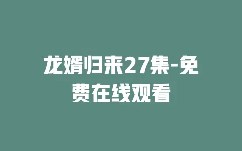龙婿归来27集-免费在线观看