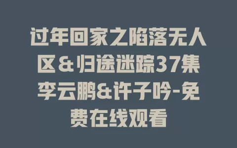 过年回家之陷落无人区＆归途迷踪37集李云鹏&许子吟-免费在线观看