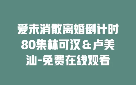 爱未消散离婚倒计时80集林可汉＆卢美汕-免费在线观看