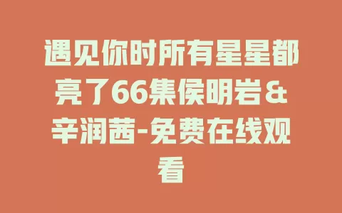 遇见你时所有星星都亮了66集侯明岩＆辛润茜-免费在线观看