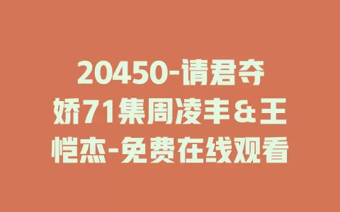 20450-请君夺娇71集周凌丰＆王恺杰-免费在线观看