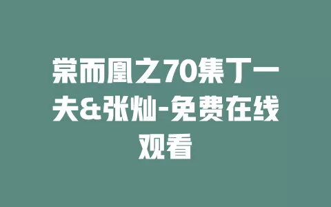 棠而凰之70集丁一夫&张灿-免费在线观看