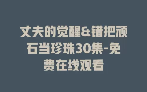 丈夫的觉醒&错把顽石当珍珠30集-免费在线观看