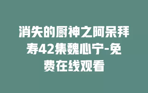 消失的厨神之阿呆拜寿42集魏心宁-免费在线观看