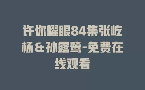 许你耀眼84集张屹杨＆孙露鹭-免费在线观看