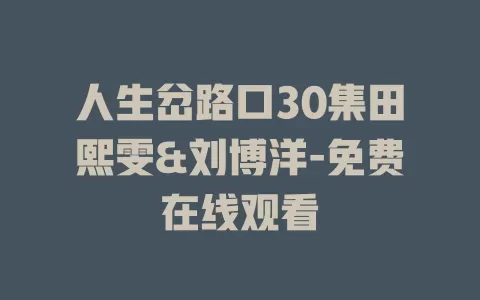 人生岔路口30集田熙雯&刘博洋-免费在线观看