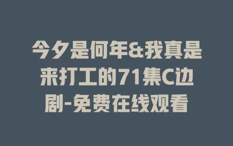 今夕是何年&我真是来打工的71集C边剧-免费在线观看