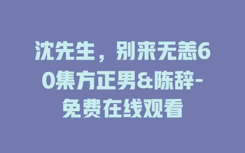 沈先生，别来无恙60集方正男&陈辞-免费在线观看
