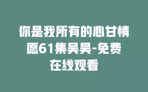 你是我所有的心甘情愿61集吴昊-免费在线观看