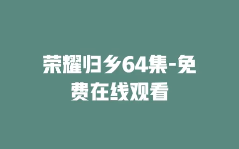 荣耀归乡64集-免费在线观看