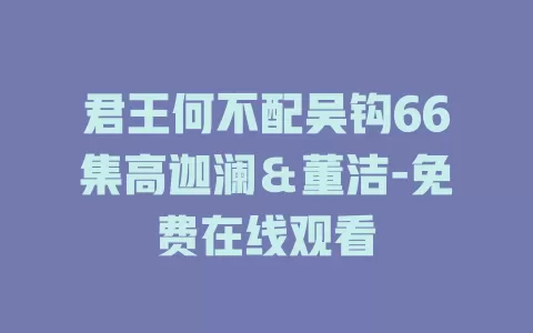 君王何不配吴钩66集高迦澜＆董洁-免费在线观看