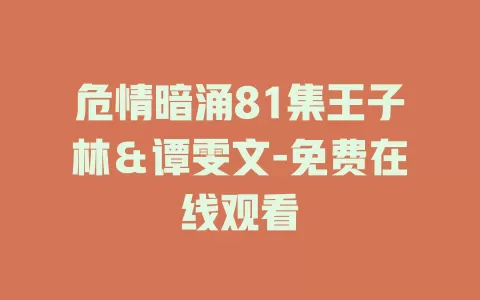 危情暗涌81集王子林＆谭雯文-免费在线观看