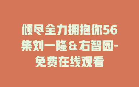 倾尽全力拥抱你56集刘一隆＆右智园-免费在线观看