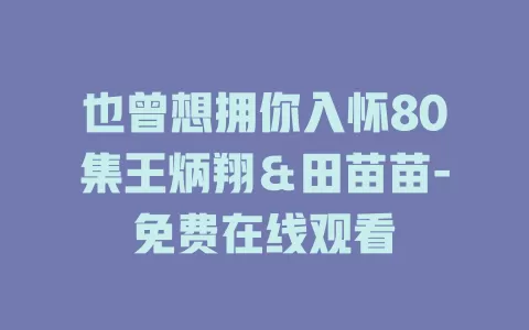 也曾想拥你入怀80集王炳翔＆田苗苗-免费在线观看