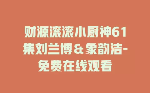 财源滚滚小厨神61集刘兰博＆象韵洁-免费在线观看