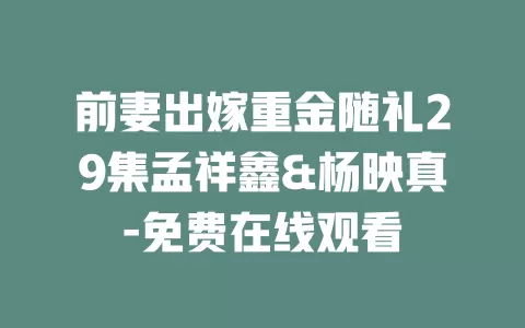 前妻出嫁重金随礼29集孟祥鑫&杨映真-免费在线观看
