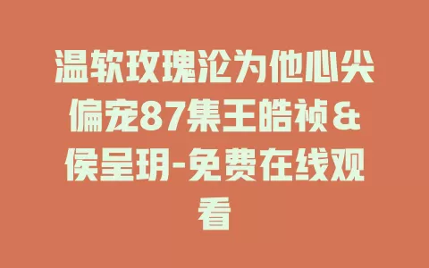 温软玫瑰沦为他心尖偏宠87集王皓祯＆侯呈玥-免费在线观看