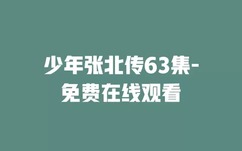 少年张北传63集-免费在线观看