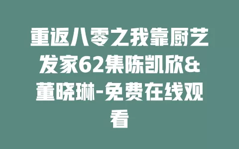 重返八零之我靠厨艺发家62集陈凯欣&董晓琳-免费在线观看