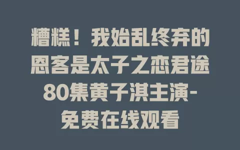 糟糕！我始乱终弃的恩客是太子之恋君途80集黄子淇主演-免费在线观看