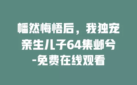 幡然悔悟后，我独宠亲生儿子64集邺兮-免费在线观看