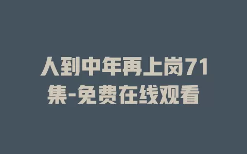人到中年再上岗71集-免费在线观看