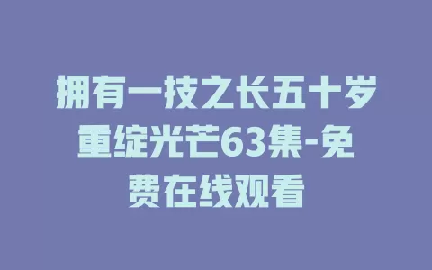 拥有一技之长五十岁重绽光芒63集-免费在线观看