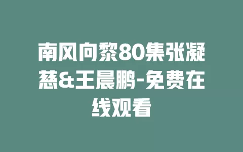 南风向黎80集张凝慈&王晨鹏-免费在线观看