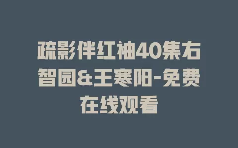 疏影伴红袖40集右智园&王寒阳-免费在线观看