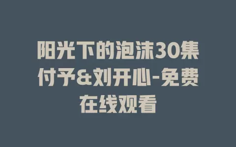 阳光下的泡沫30集付予&刘开心-免费在线观看