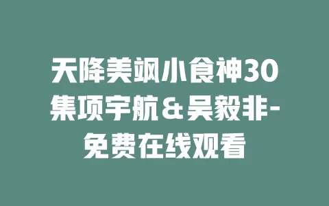 天降美飒小食神30集项宇航＆吴毅非-免费在线观看