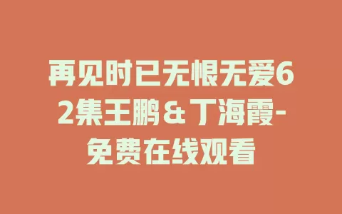 再见时已无恨无爱62集王鹏＆丁海霞-免费在线观看