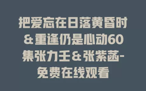 把爱忘在日落黄昏时＆重逢仍是心动60集张力壬＆张紫菡-免费在线观看